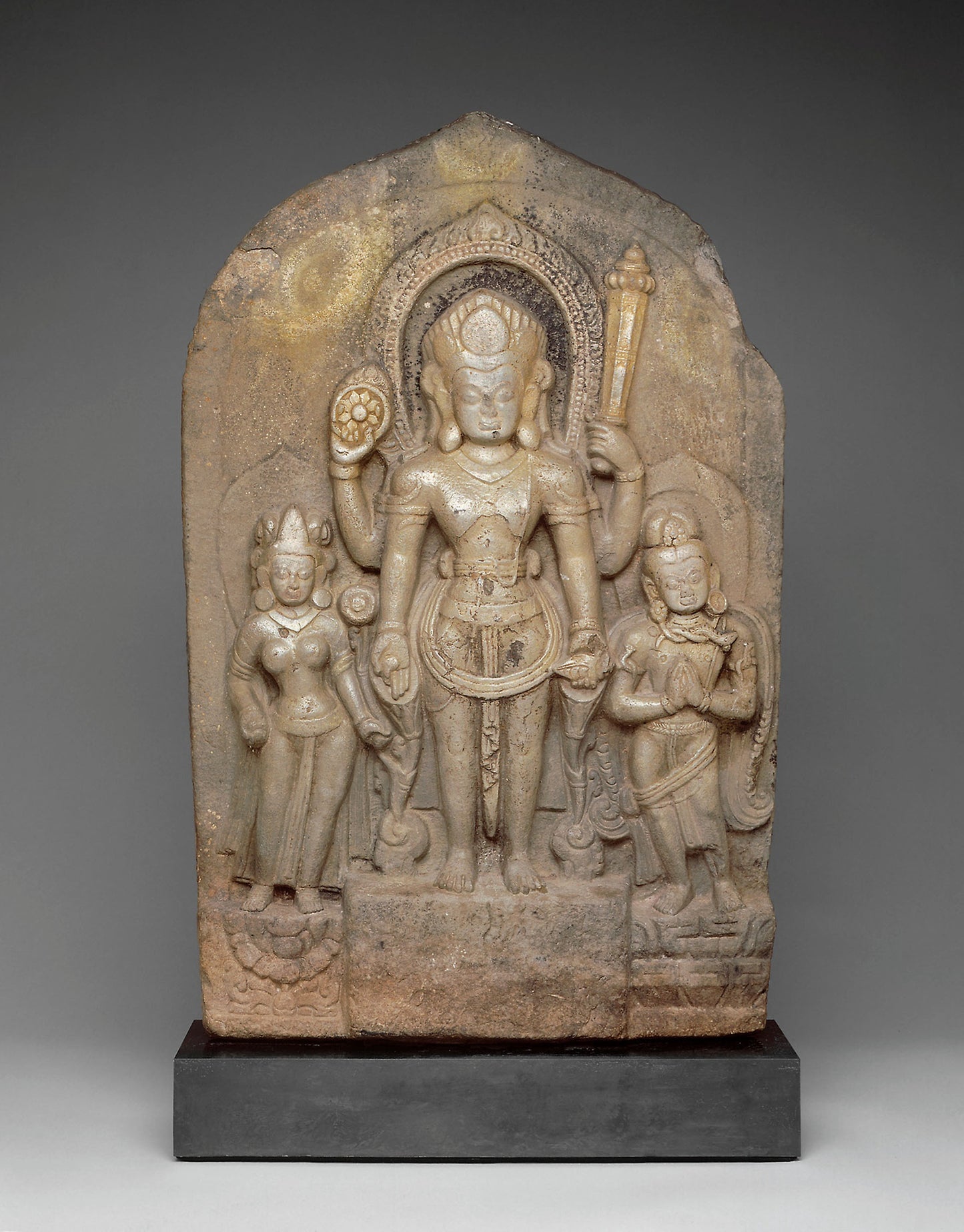 God Vishnu with Goddess Lakshmi and His Mount, Garuda, in Attendance -  Nepal,  Poster Print Wall Art