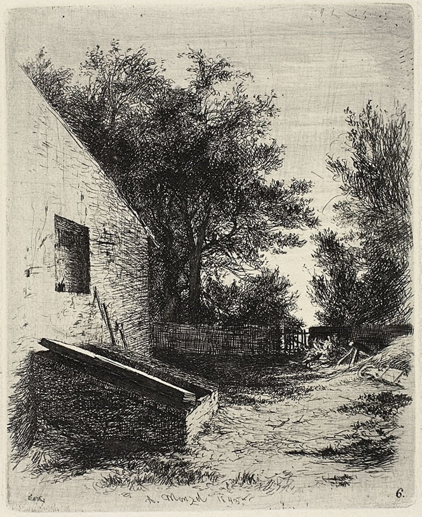 Plate six, from Radierversuche: Adolph Menzel, Poster Print Wall Art