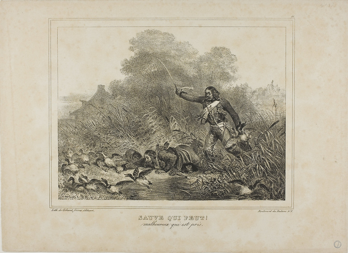 Every Man for Himself! -  Denis Auguste Marie Raffet (French, 1804-1860),  Poster Print Wall Art