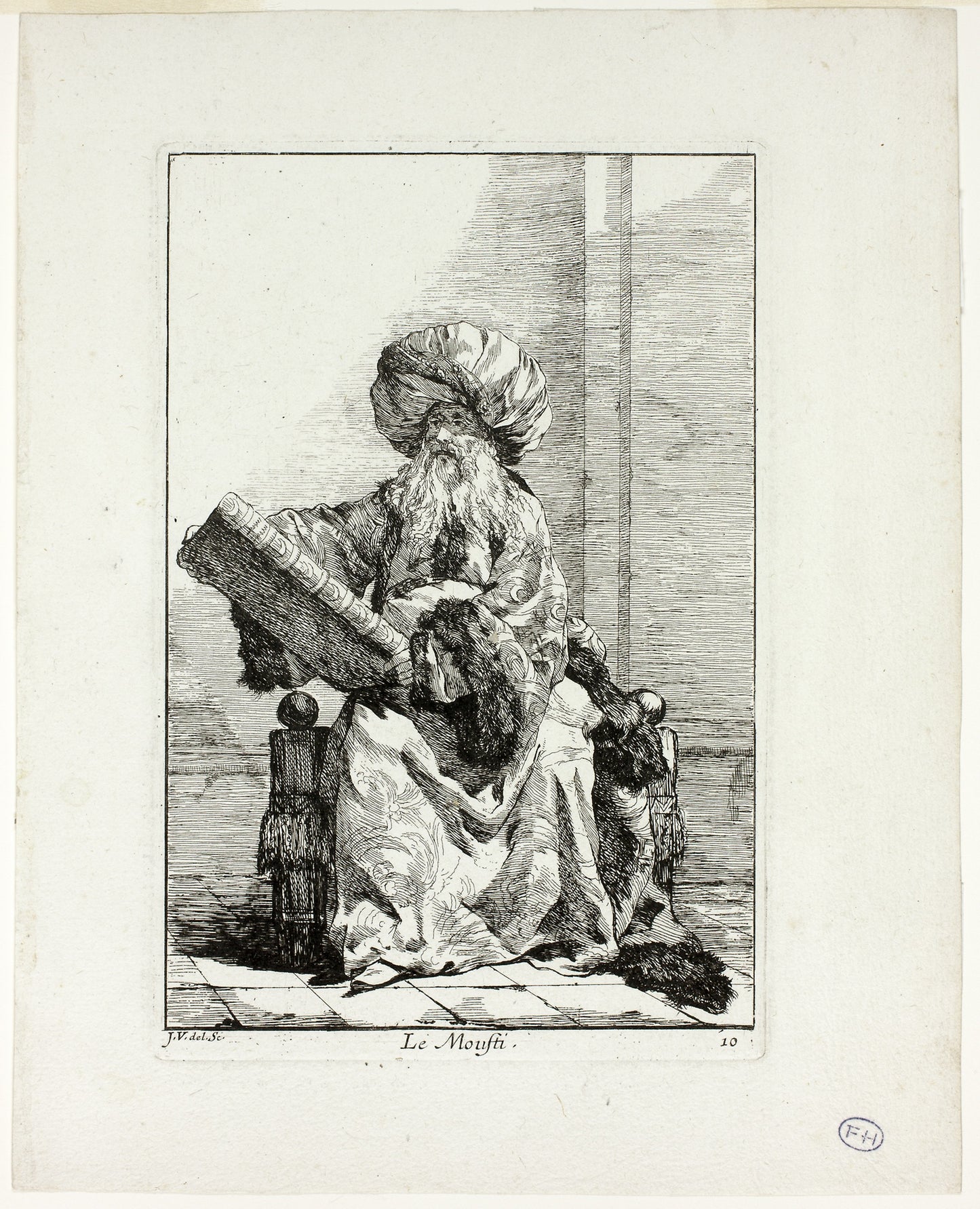 Le Moufti, plate ten from Caravanne du Sultan à la Mecque -  Joseph Marie Vien,  Poster Print Wall Art