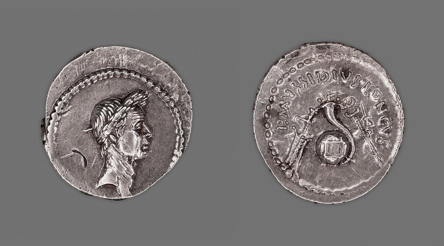 Denarius (Coin) Portraying Julius Caesar -  Roman, minted in Rome,  Poster Print Wall Art