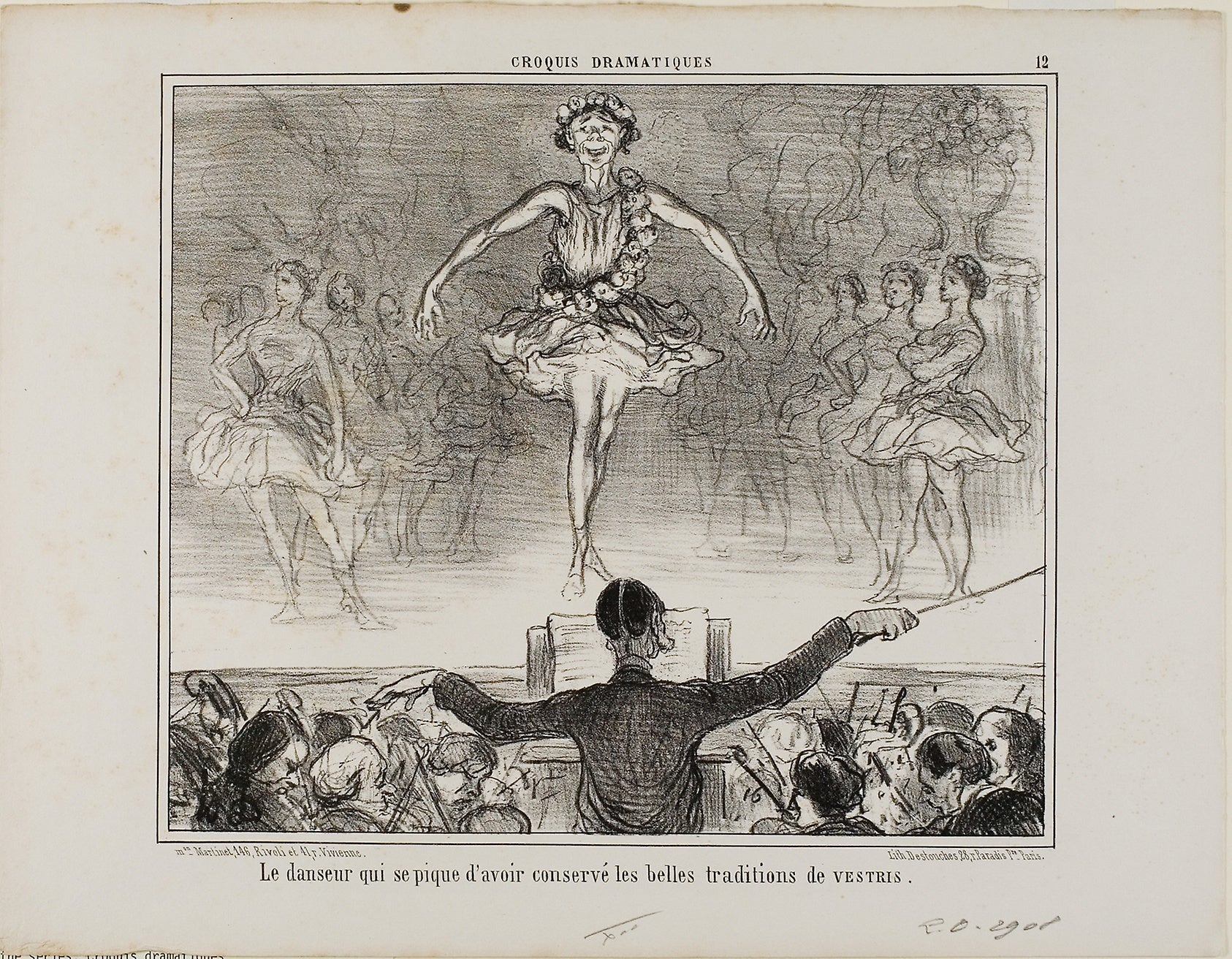 A dancer who claims to have preserved the great tradition of VESTRI, plate 12 from Croquis Dramatiques: Honoré Victorin Daumier,16x12"(A3) Poster