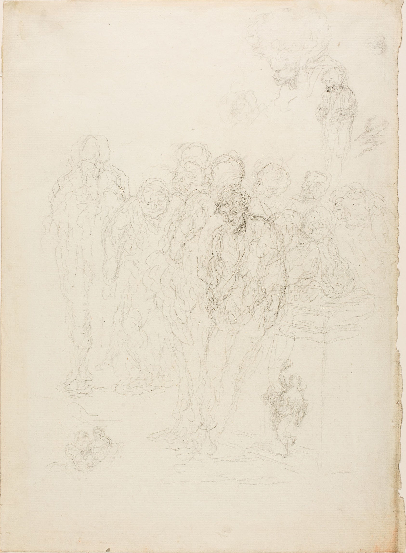 A Group of Men, and Other Sketches: Honoré Victorin Daumier,16x12"(A3) Poster