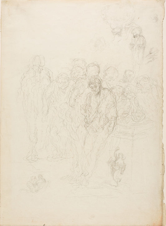 A Group of Men, and Other Sketches: Honoré Victorin Daumier,16x12"(A3) Poster