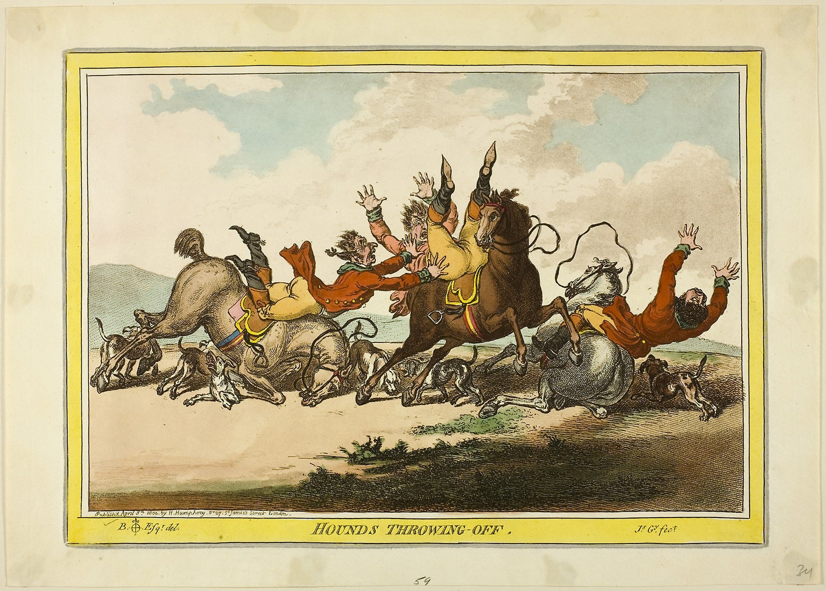 Hounds Throwing Off: James Gillray (English, 1756-1815),16x12"(A3) Poster