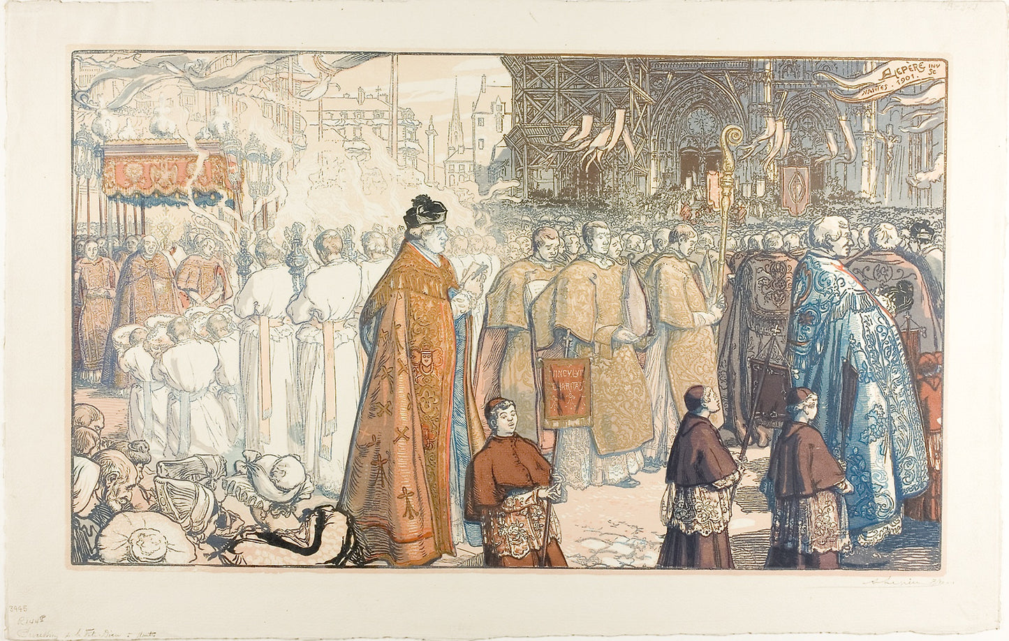 The Corpus Christi Procession, Nantes -  Louis Auguste Lepère,  Poster Print Wall Art
