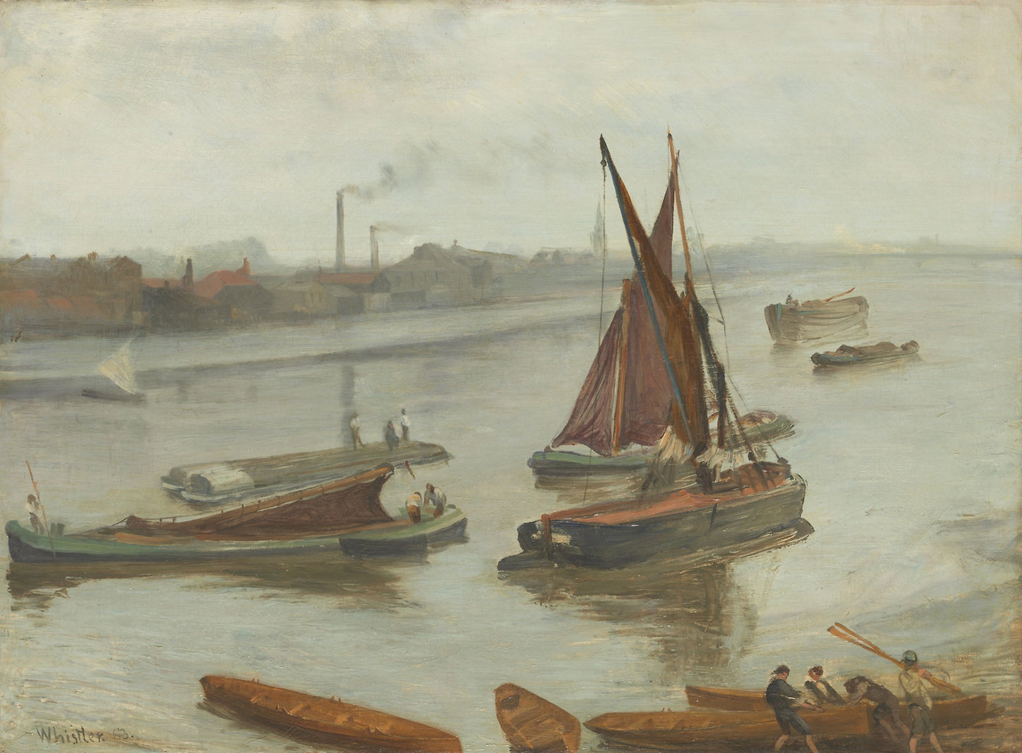 Grey and Silver -  Old Battersea Reach -  James McNeill Whistler,  Poster Print Wall Art