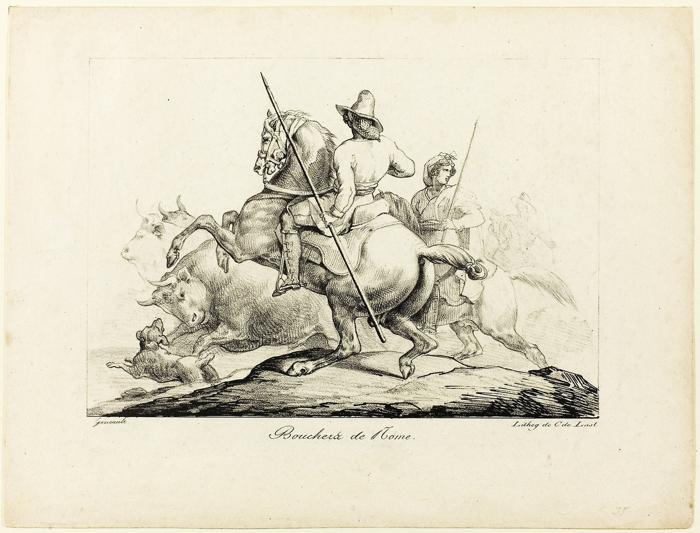Butchers of Rome -  Jean Louis André Théodore Géricault (French, 1791-1824),  Poster Print Wall Art