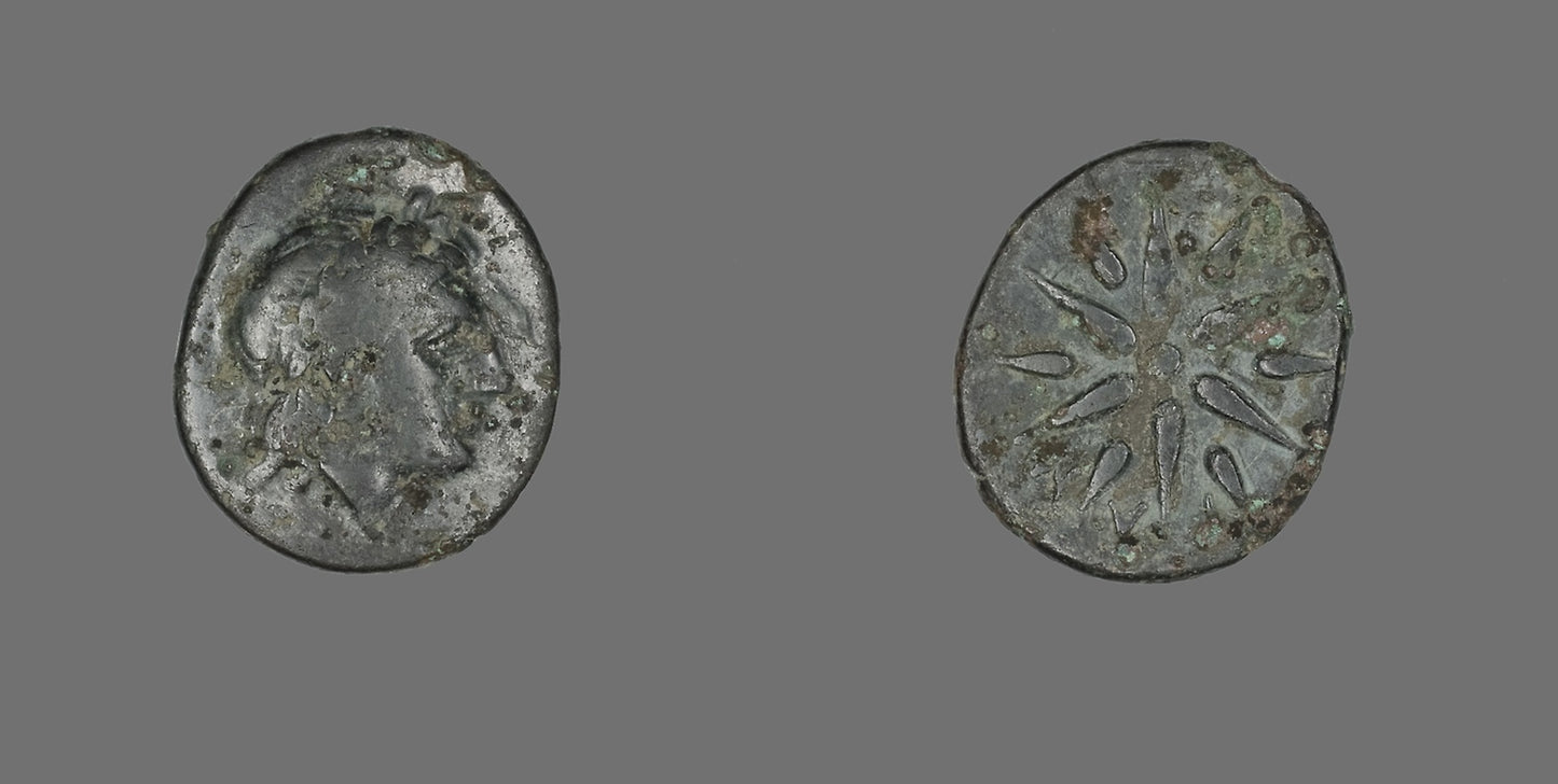 Coin Depicting the God Apollo -  Greek,  Poster Print Wall Art