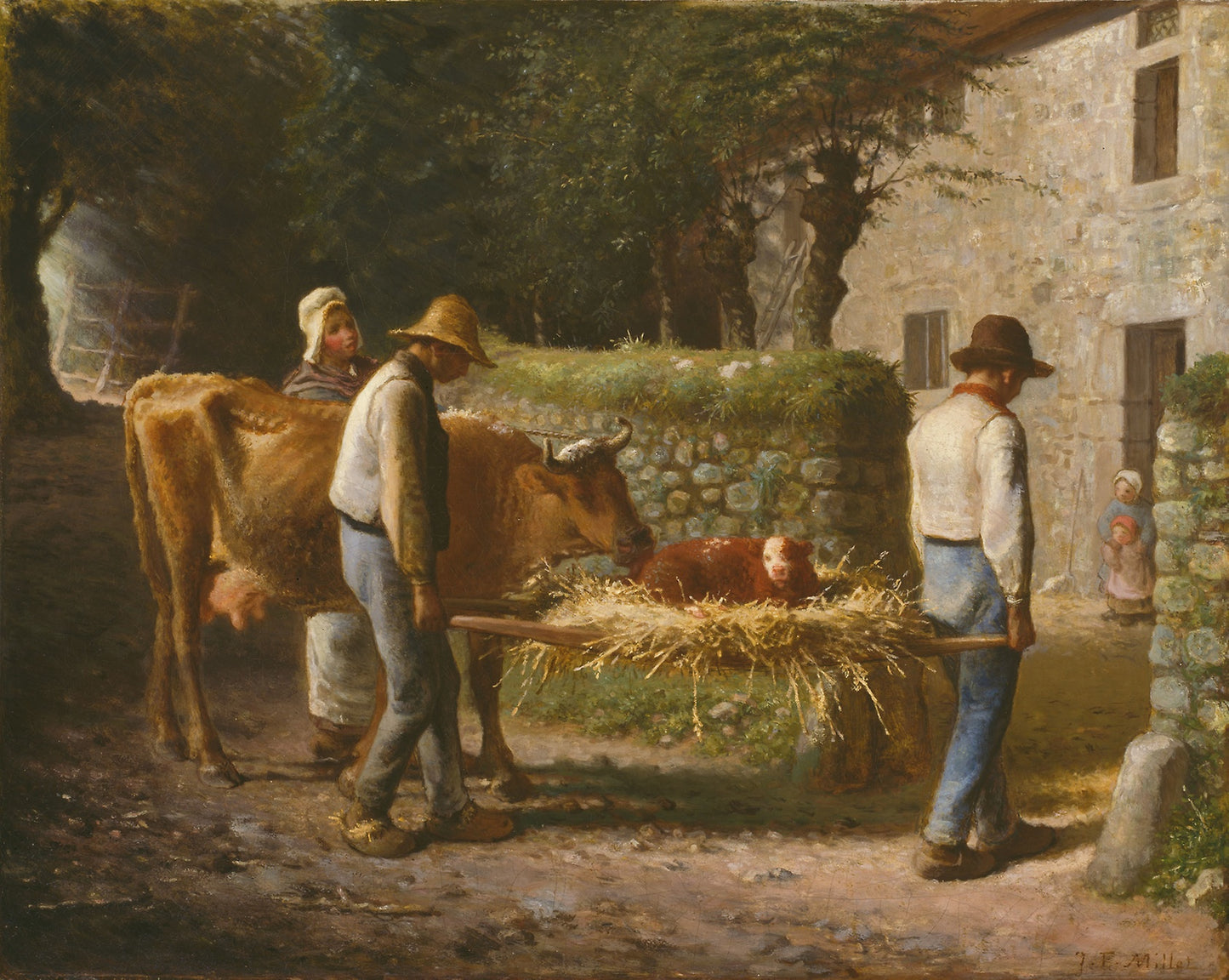 Peasants Bringing Home a Calf Born in the Fields -  Jean-François Millet,  Poster Print Wall Art