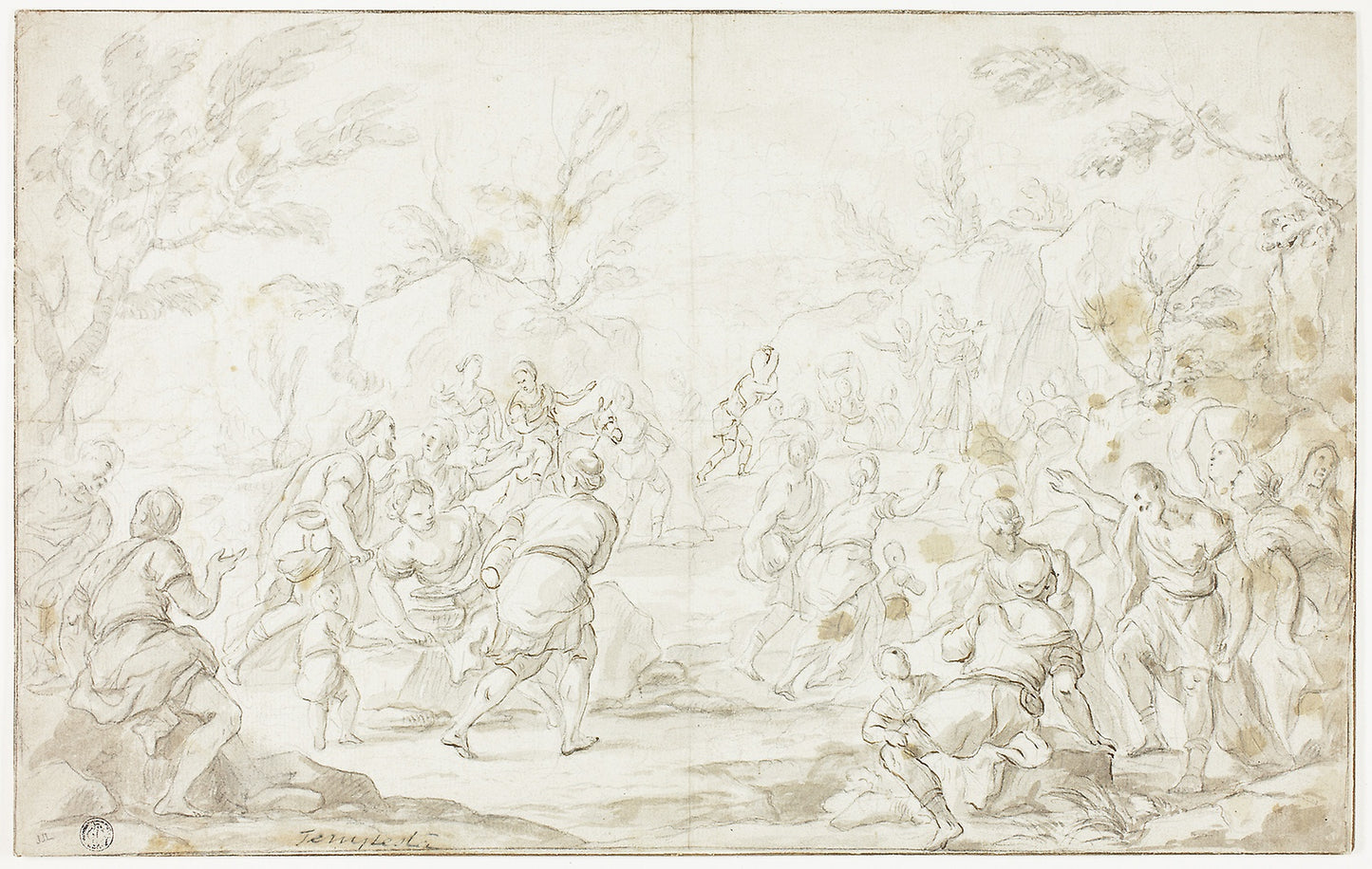 Moses Striking the Rock -  Attributed to Luca Giordano (Italian, 1632-1705),  Poster Print Wall Art