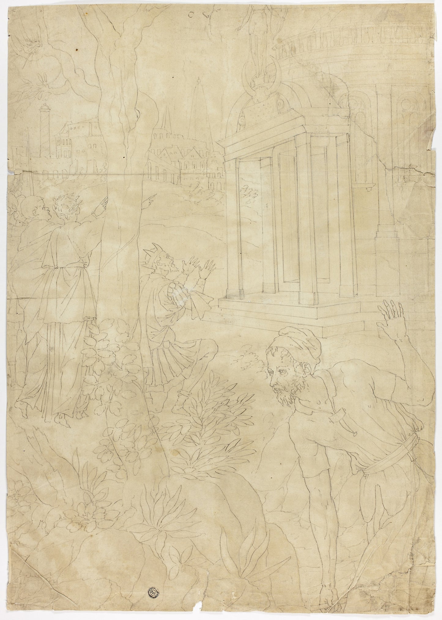 King Making Sacrifice at Temple of Diana -  School of Fontainebleau,  Poster Print Wall Art