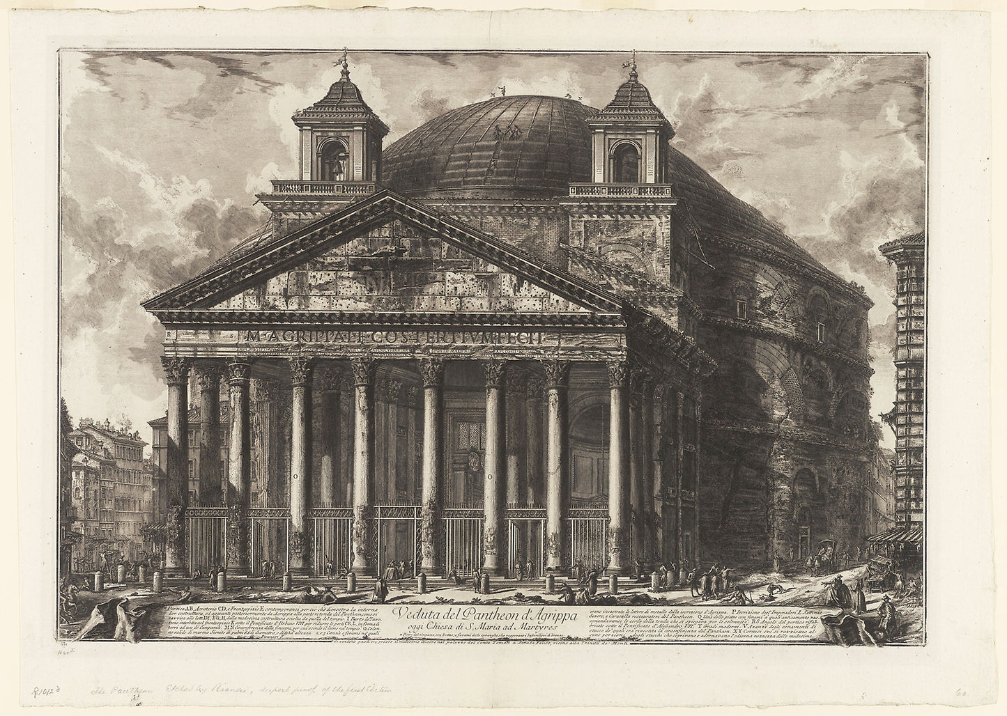 View of the Pantheon of Agrippa, today S. Maria ad Martyres, from Views of Rome -  Giovanni Battista Piranesi,  Poster Print Wall Art