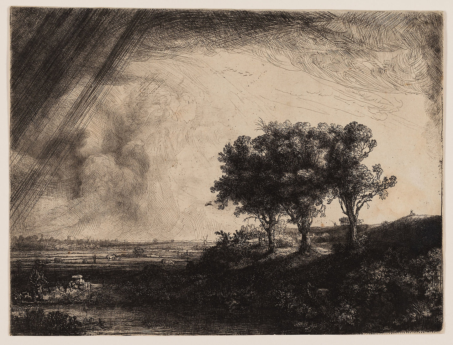 The Three Trees: Rembrandt van Rijn,16x12"(A3) Poster