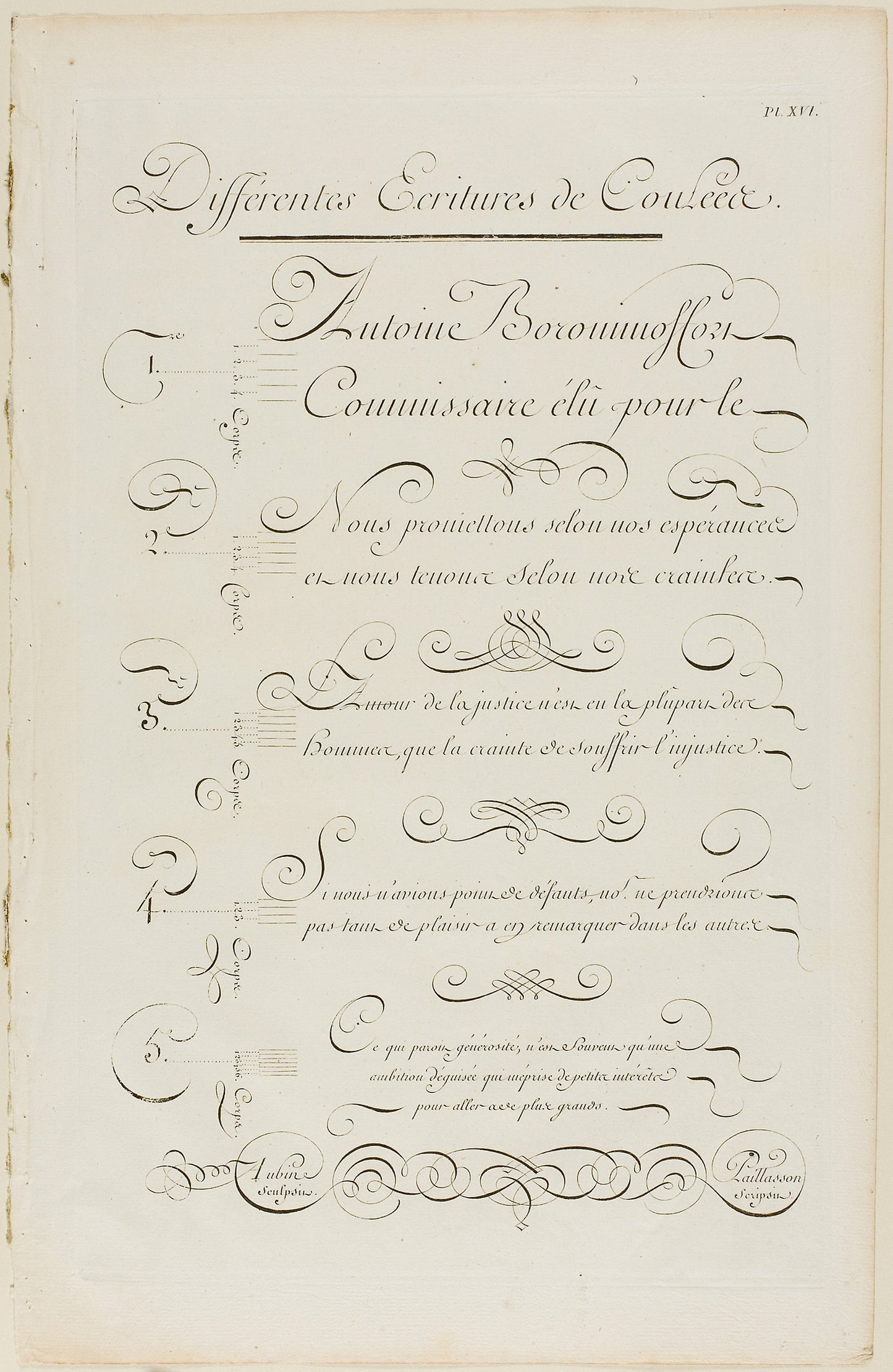 Various Joined Calligraphy, from Encyclopédie -  Aubin (French, active 18th century),  Poster Print Wall Art