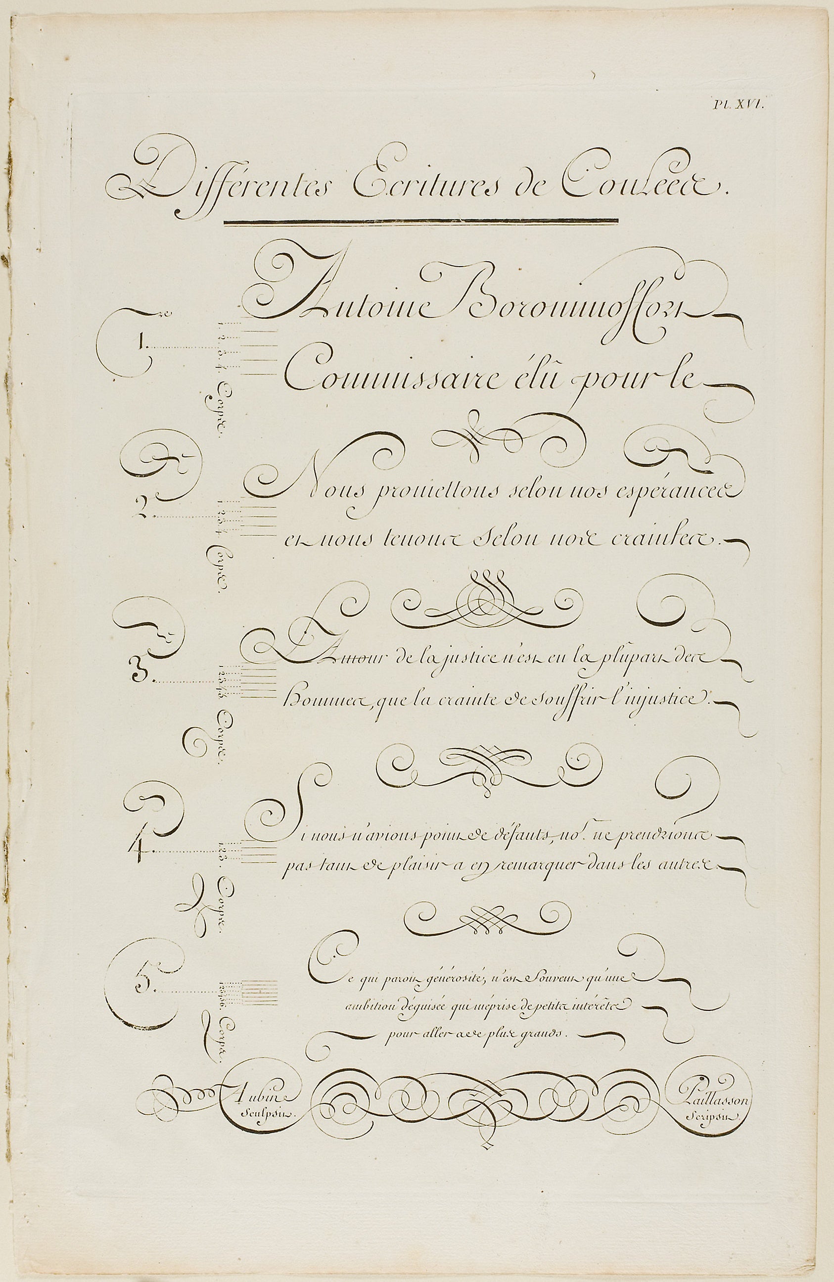 Various Joined Calligraphy, from Encyclopédie: Aubin (French, active 18th century),16x12"(A3) Poster