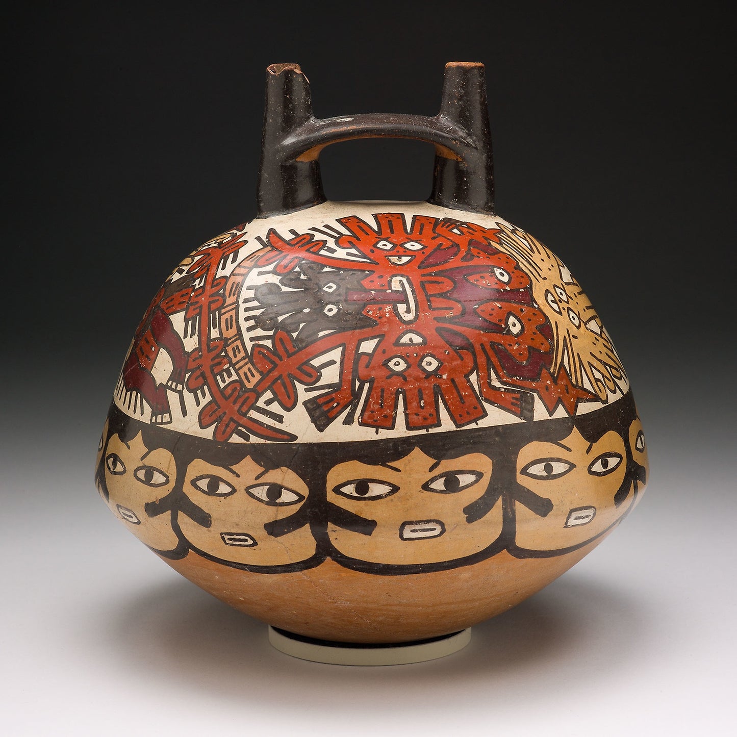 Vessel Depicting Ritual Performer Wearing a Feline Mask with a Symbolic Trail -  Nazca,  Poster Print Wall Art