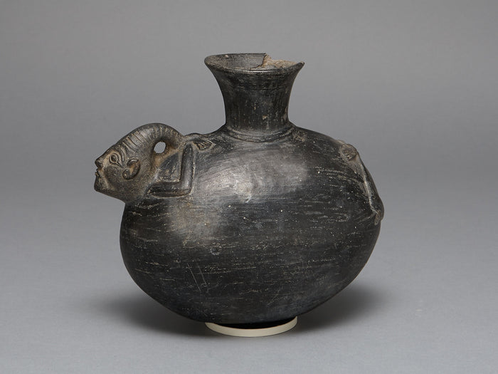 Blackware Jar in the Form of a Figure with Bound Arms and Legs: Chimú,16x12