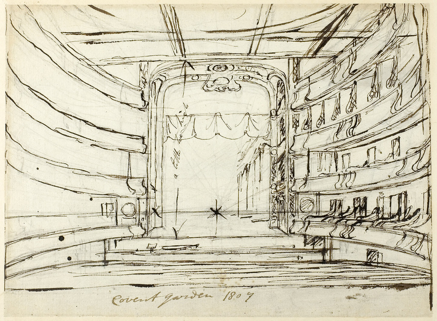 Study for Covent Garden Theatre, from Microcosm of London -  Augustus Charles Pugin,  Poster Print Wall Art