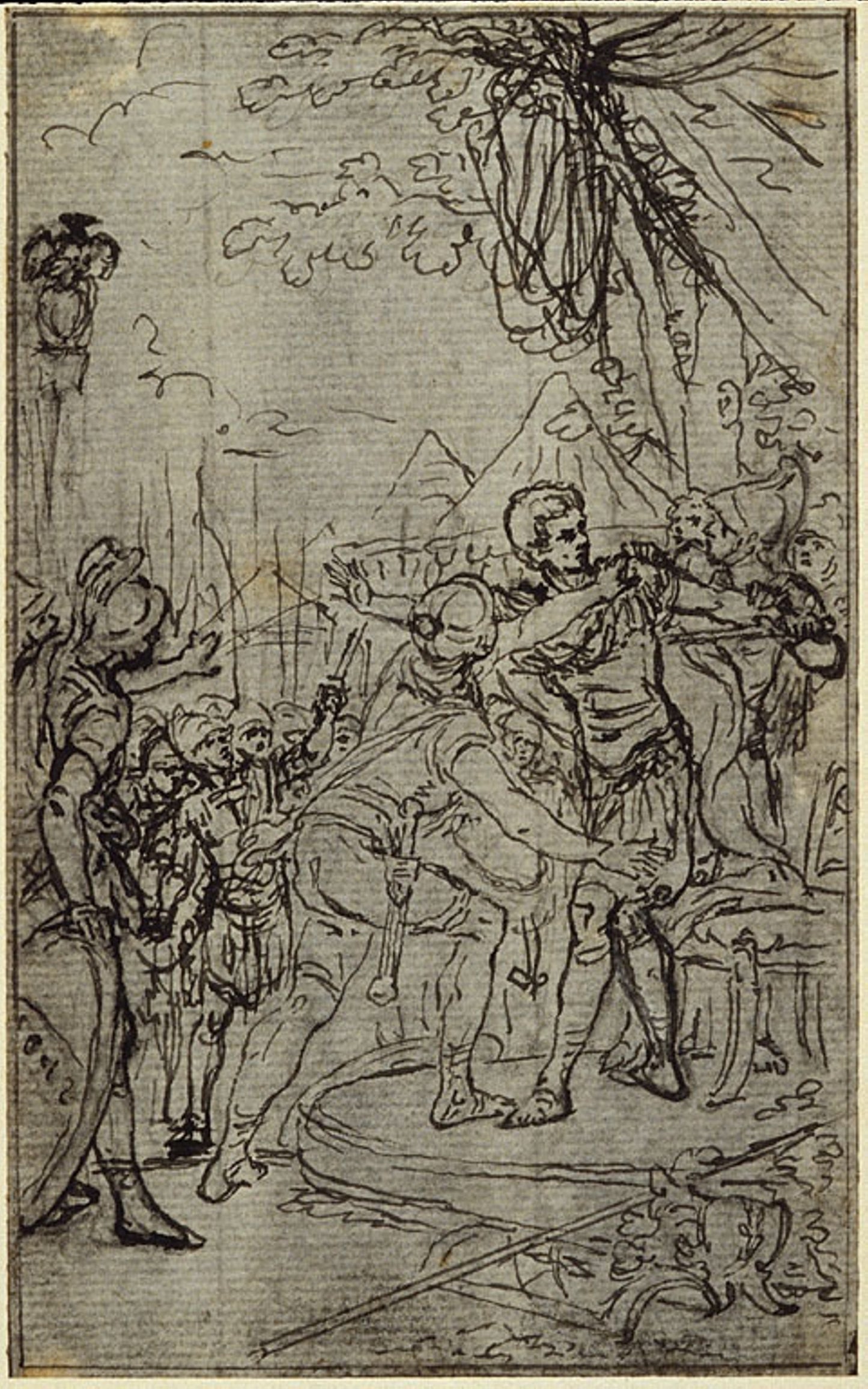 Study for an illustration in Tacitus "Tibère, ou Les Six Premiers Livres des Annales" Book I, Vol. 1, 3rd Study -  Hubert François Gravelot,  Poster Print Wall Art
