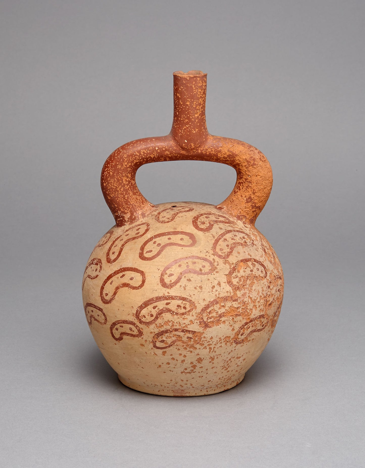 Stirrup Spout Vessel Depicting Diagonal Rows of Peanuts -  Moche,  Poster Print Wall Art