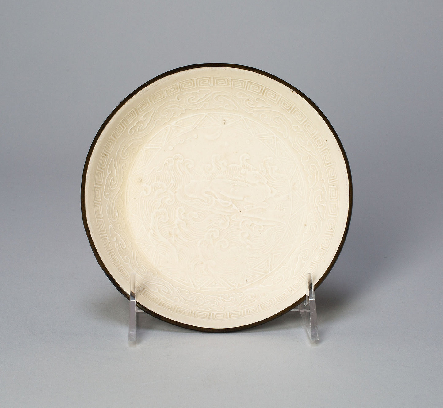 Dish with Mythical Bovine (Xiniu) Amid Waves Viewing the Moon and Constellations -  China,  Poster Print Wall Art