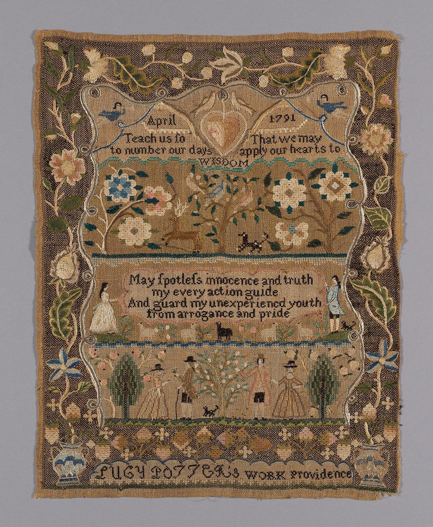 Sampler -  Lucy Potter (American, active c. 1791)  ,  Poster Print Wall Art
