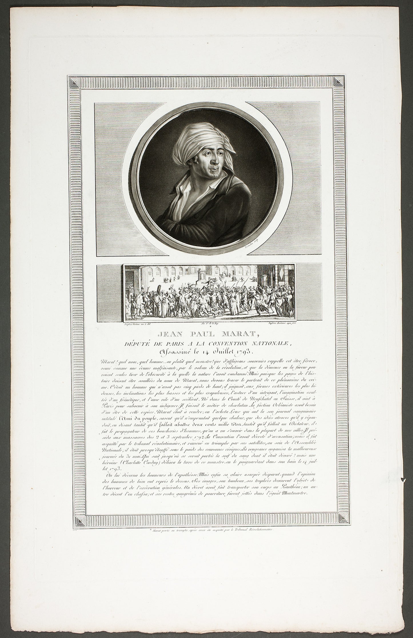Jean Paul Marat, Paris Deputy to the National Convention, from Tableaux historiques de la Révolution Française -  Charles François Gabriel Levachez, and Son (French, 18th and 19th century),  Poster Print Wall Art