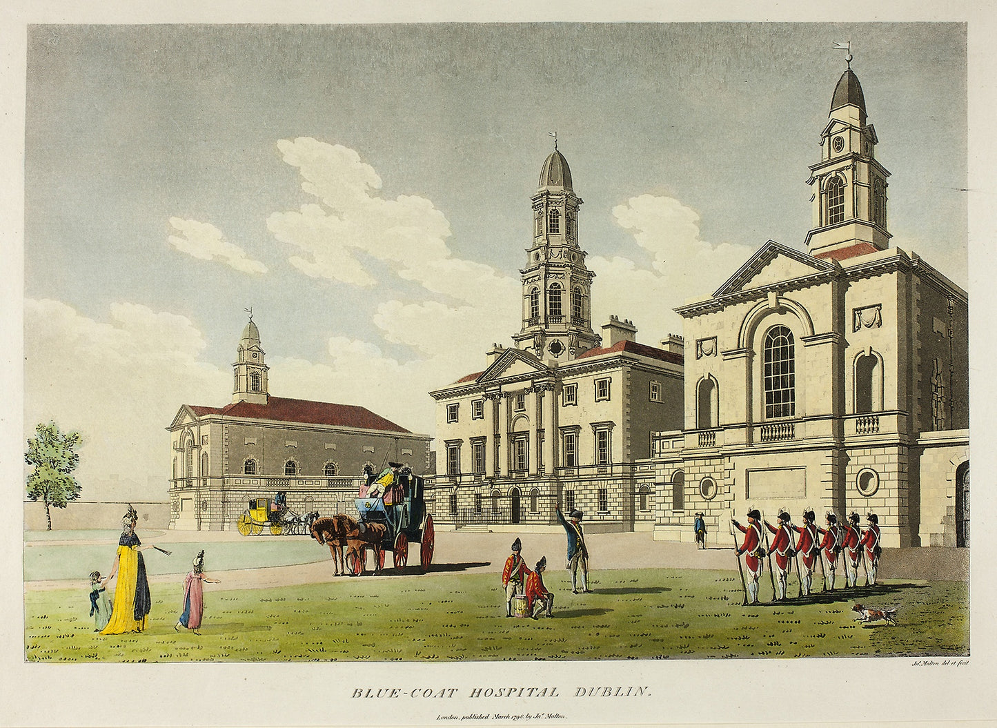 Blue-Coat Hospital, Dublin -  James Malton,  Poster Print Wall Art