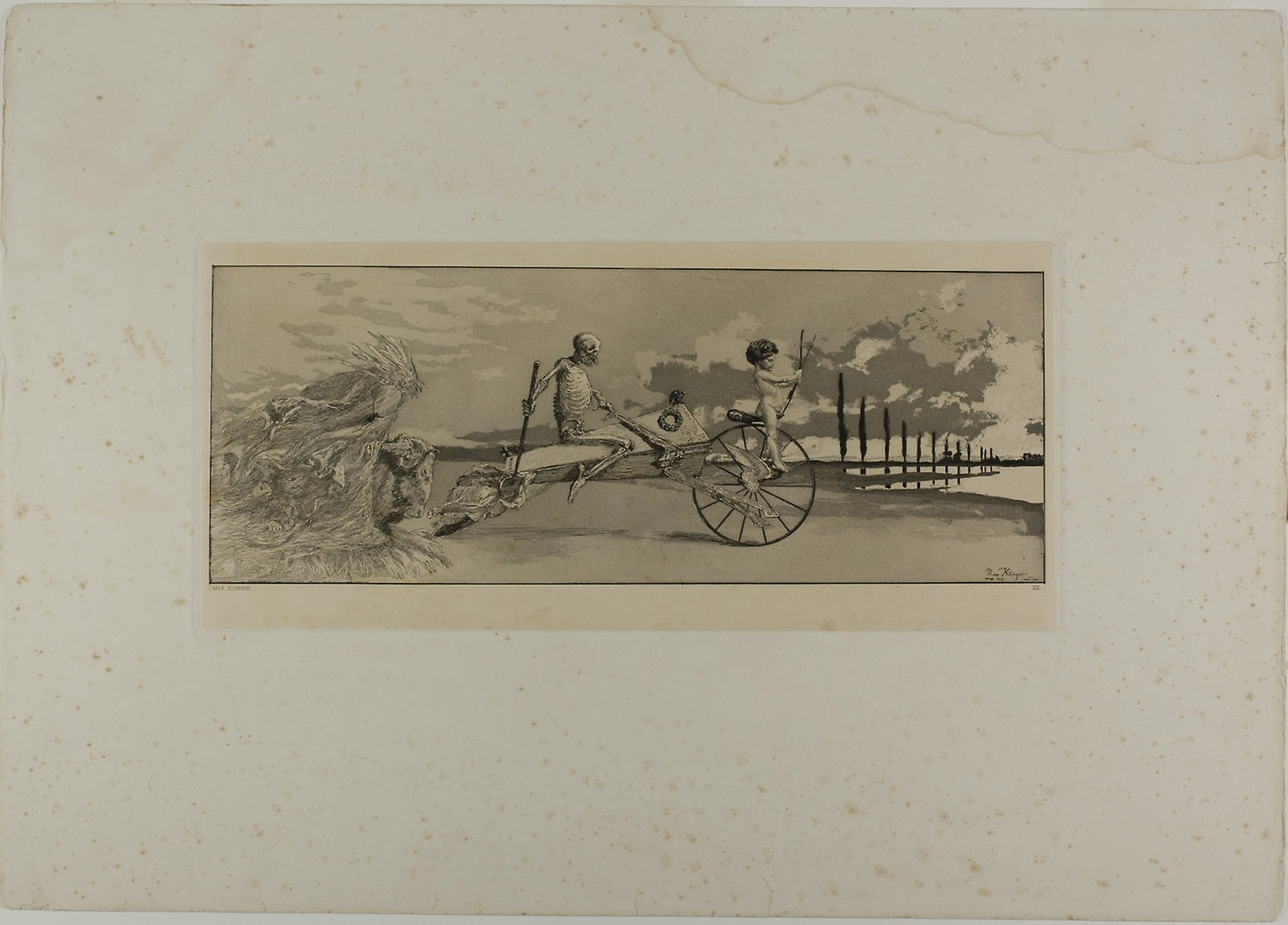 Cupid, Death, and the Next World, plate twelve from Intermezzos -  Max Klinger,  Poster Print Wall Art