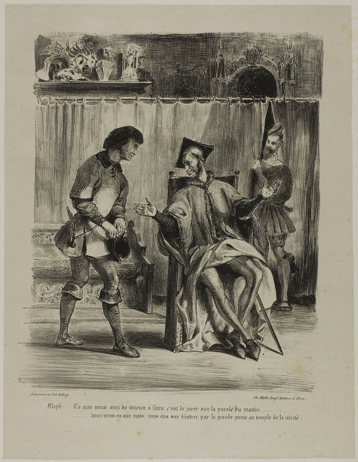 Mephistopheles Receiving the Student, from Faust: Eugène Delacroix,16x12