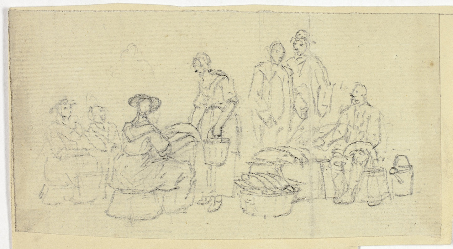 Fishmarket Scene -  William Henry Pyne,  Poster Print Wall Art