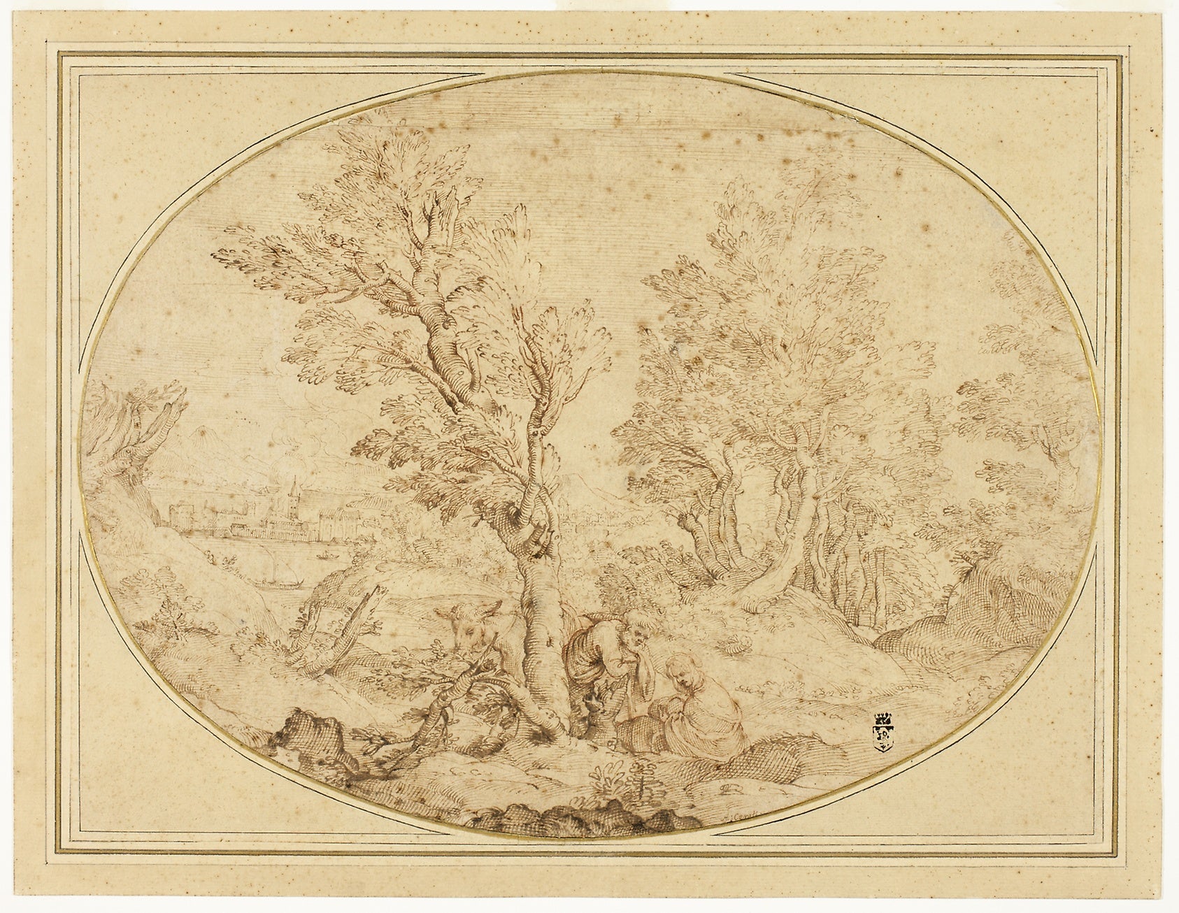 Rest on the Flight into Egypt: Agostino Carracci,16x12"(A3) Poster
