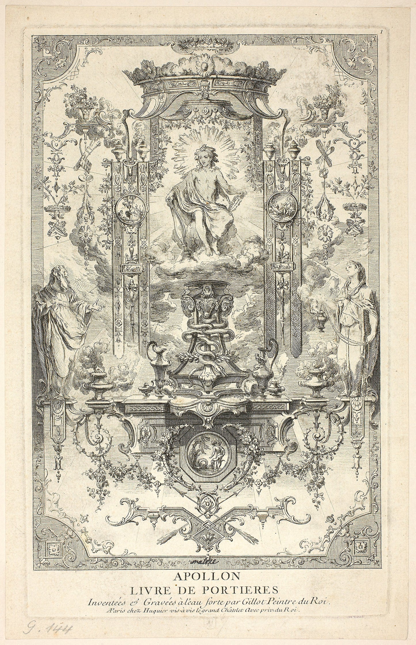 Apollo, from Livre de Portieres -  Claude Gillot,  Poster Print Wall Art