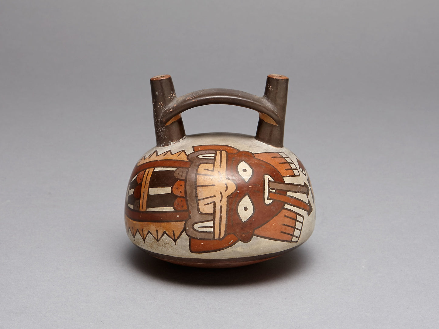 Bridge Vessel Depicting Costumed Ritual Performer with Darts -  Nazca,  Poster Print Wall Art