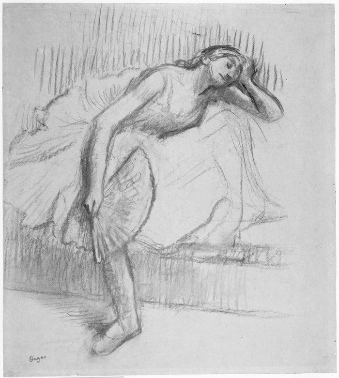 Dancer Resting with a Fan: Edgar Degas,16x12