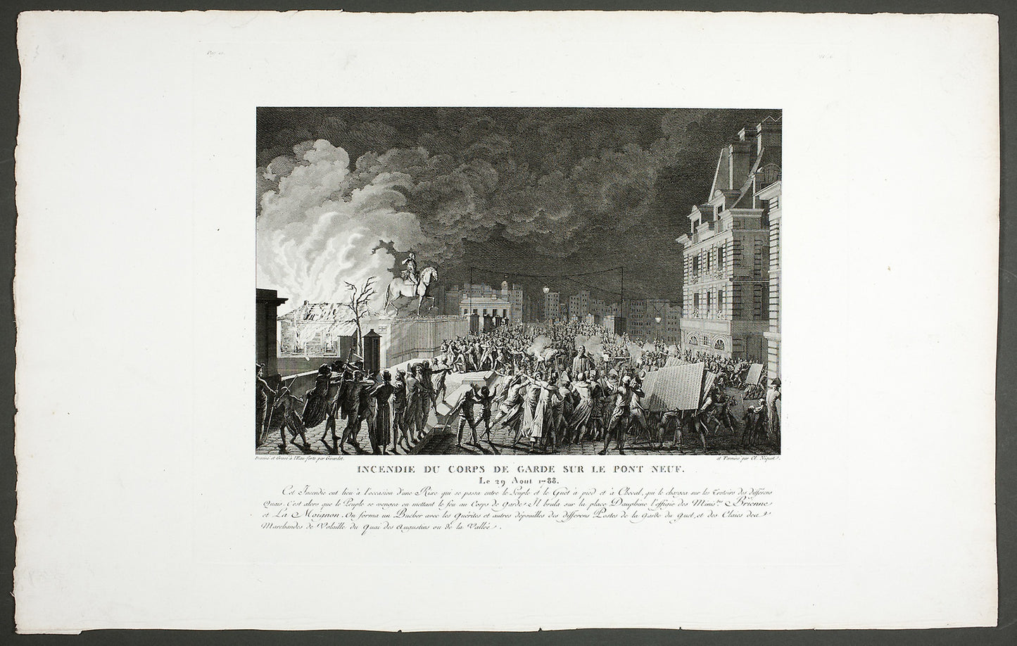 Fire in the Guard House on the Pont Neuf -  Claude Niquet (French, c. 1770-1831),  Poster Print Wall Art