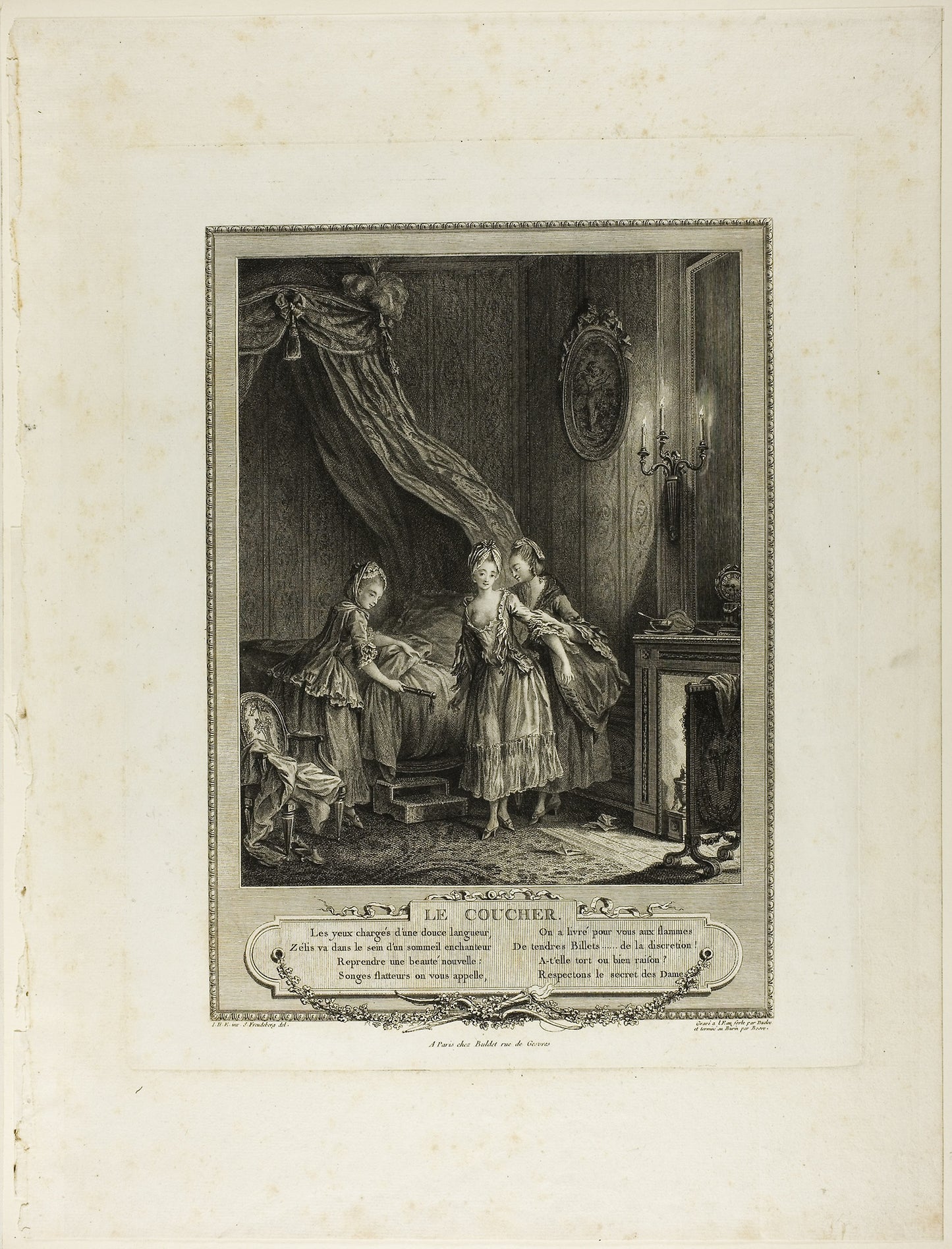 Going to Bed, from Monument du Costume Physique et Moral de la fin du Dix-huitième siècle -  Antoine-Jean Duclos (French, 1742-1795) and Louis Bosse (French, 18th century),  Poster Print Wall Art