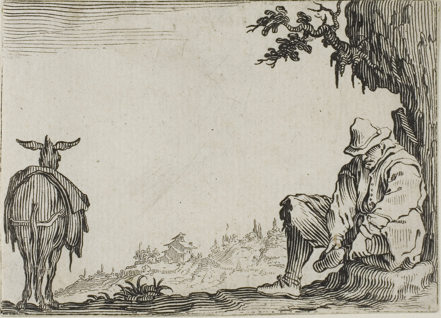 The Peasant Removing his Shoes, from The Caprices -  Jacques Callot,  Poster Print Wall Art