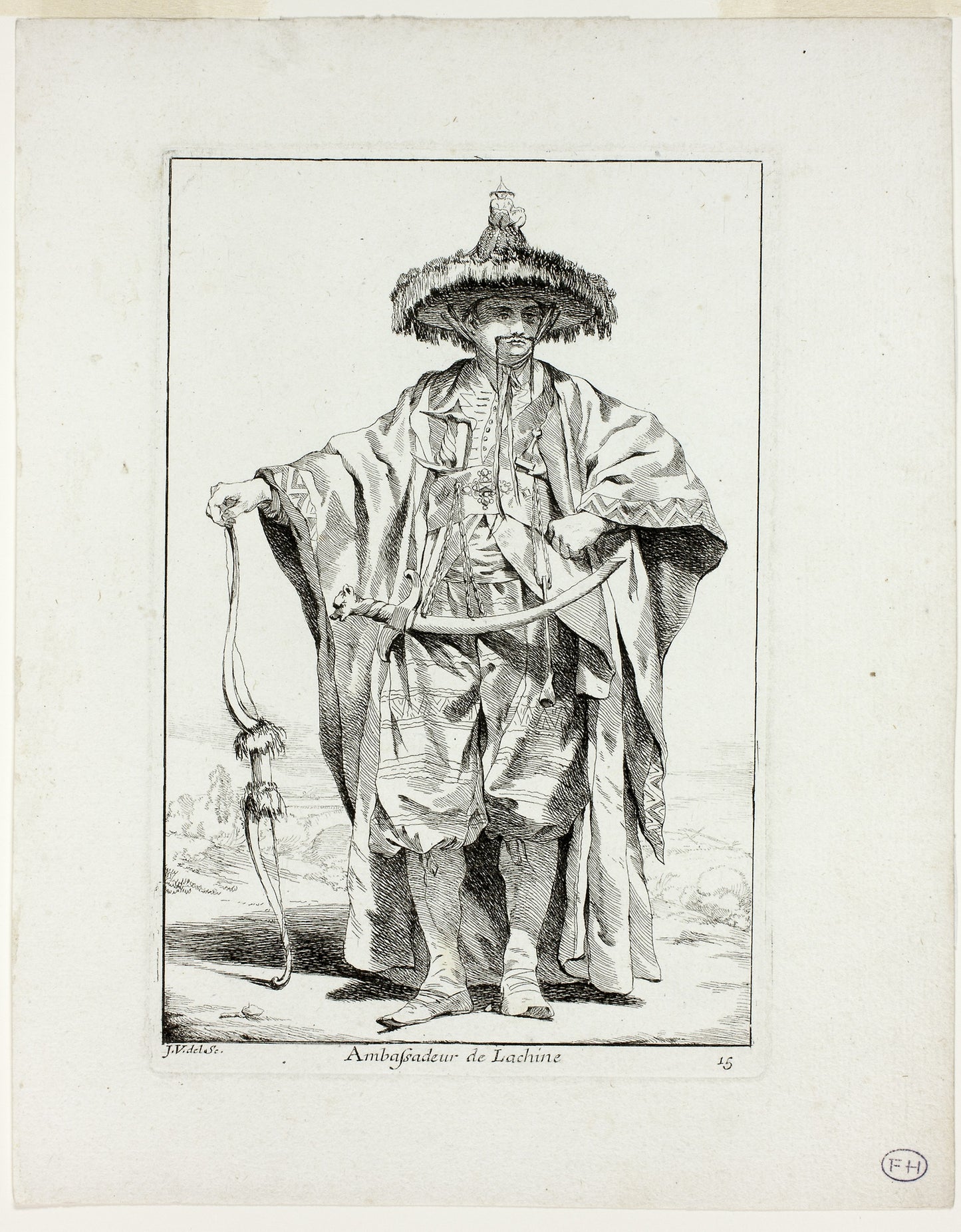 Ambassadeur de la Chine, plate fifteen from Caravanne du Sultan à la Mecque -  Joseph Marie Vien,  Poster Print Wall Art