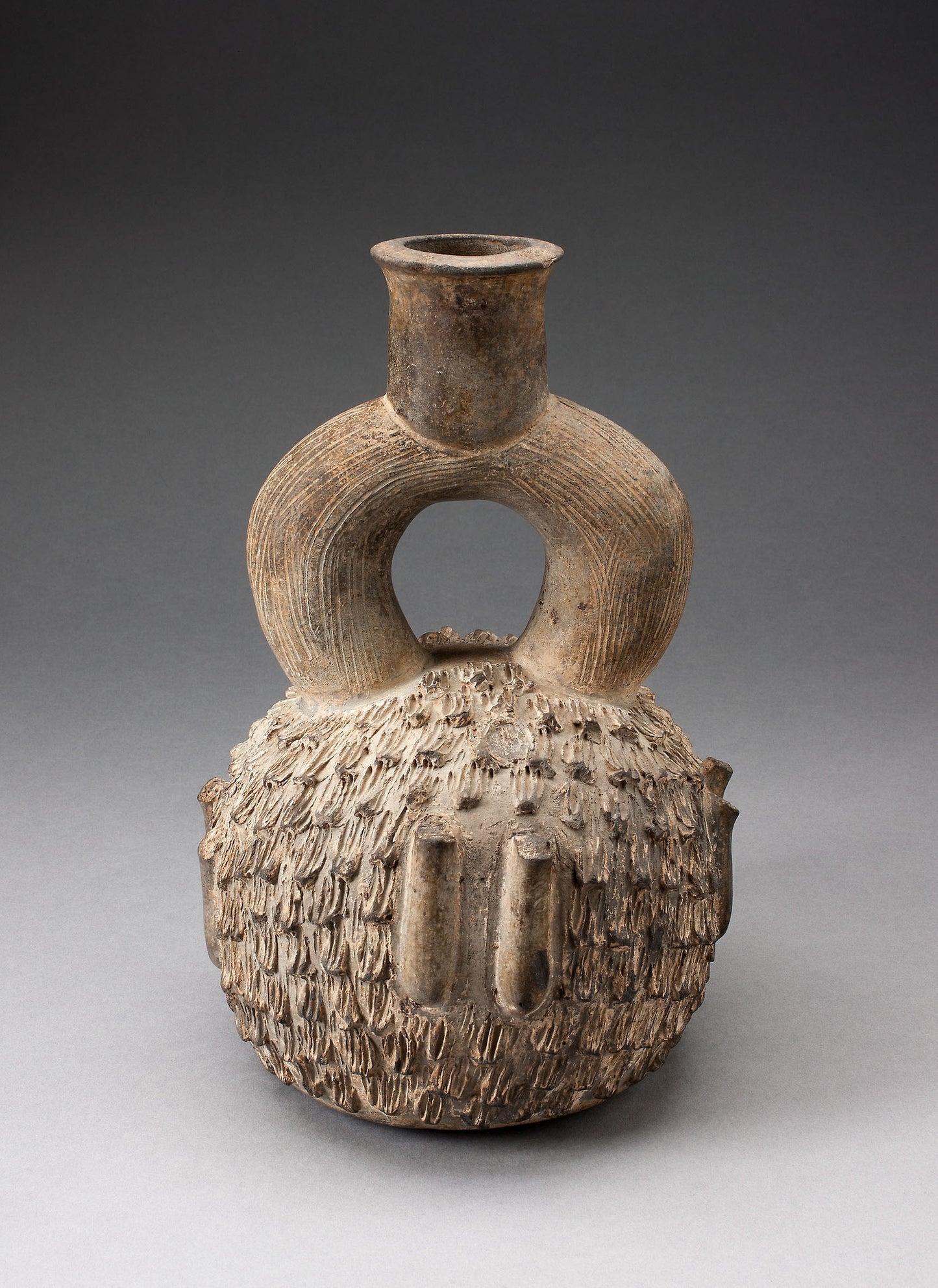 Stirrup Spout Vessel with Raised Appliques Covering the Surface -  Cupisnique,  Poster Print Wall Art
