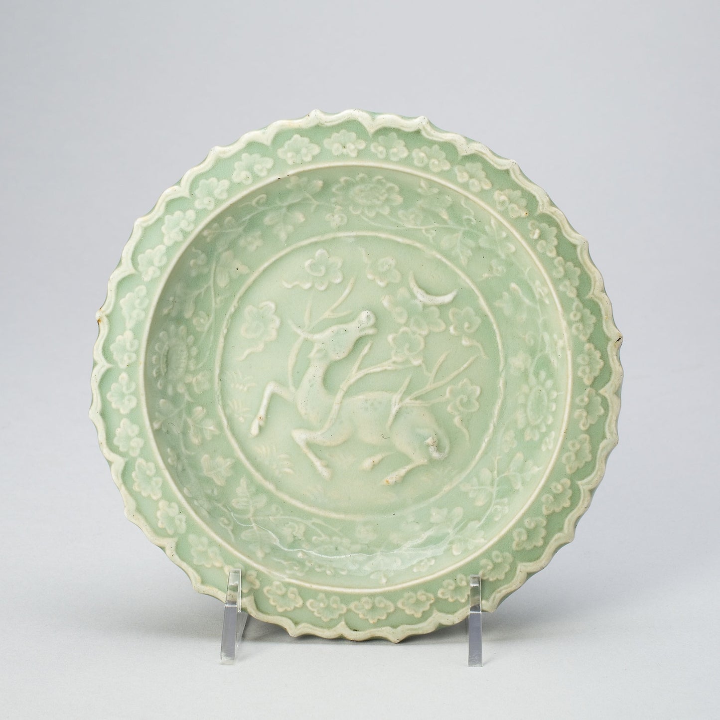 Foliate Dish with Bovine (Xiniu) Gazing at a Crescent Moon -  China,  Poster Print Wall Art