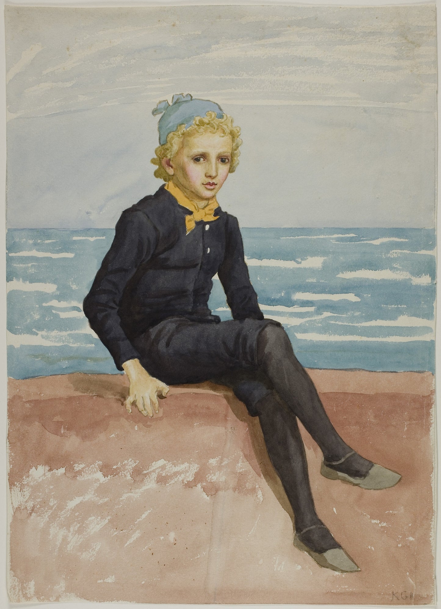 Eddie at the Seashore -  Kate Greenaway,  Poster Print Wall Art