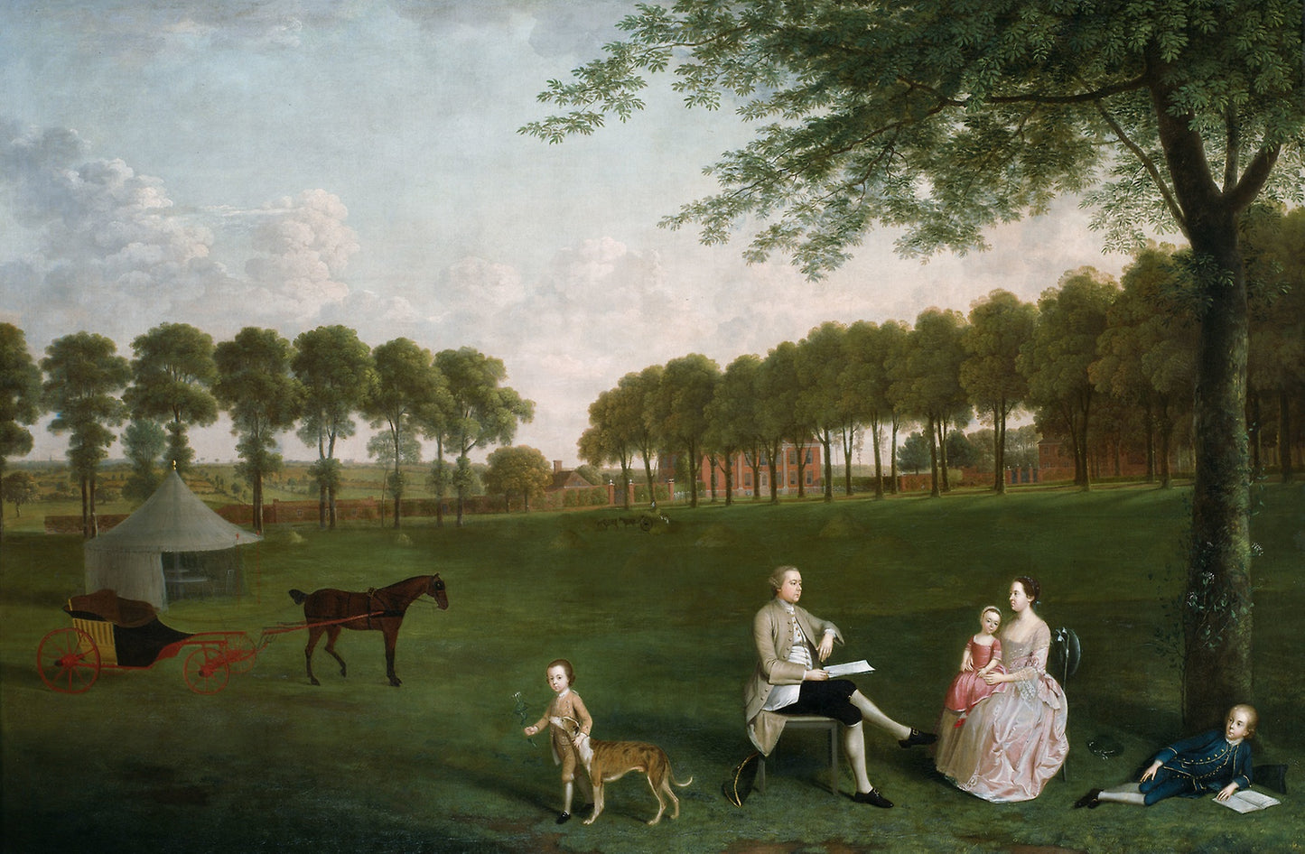 Sir John Shaw and his Family in the Park at Eltham Lodge, Kent -  Arthur Devis,  Poster Print Wall Art