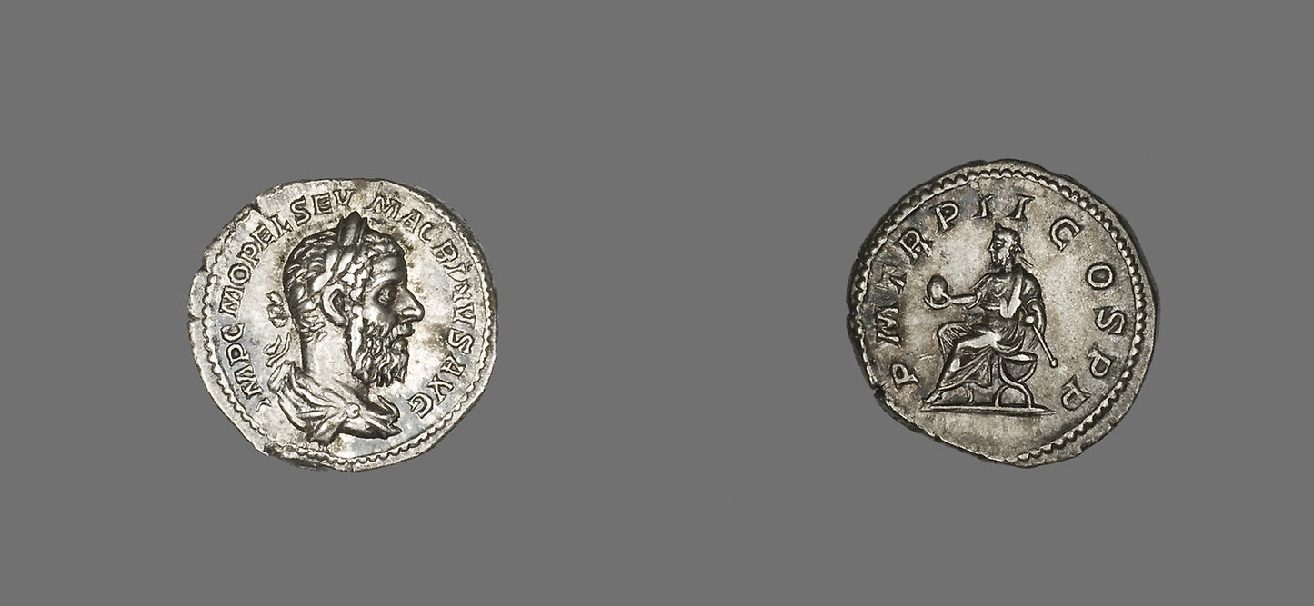 Denarius (Coin) Portraying Macrinus -  Roman,  Poster Print Wall Art