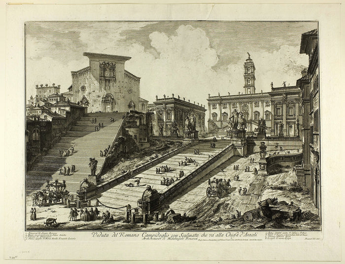 View of the Capitoline Hill with the steps to the Church of S. Maria in Aracoeli, from Views of Rome: Giovanni Battista Piranesi,16x12