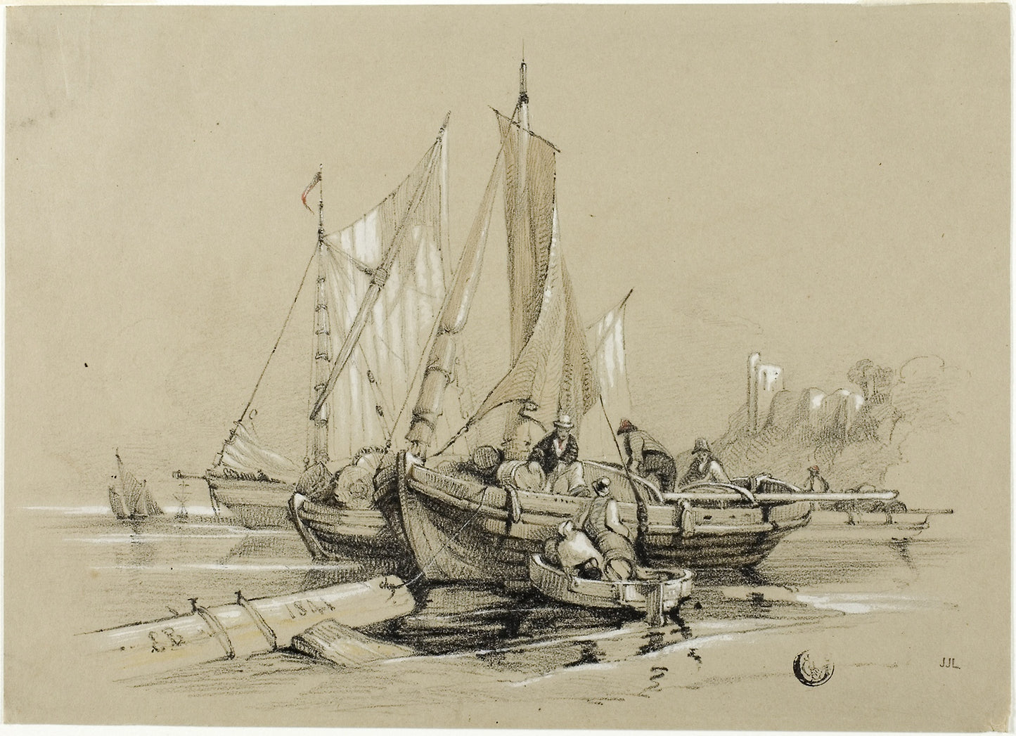 Harbor with Cutters -  Eugène Blery,  Poster Print Wall Art