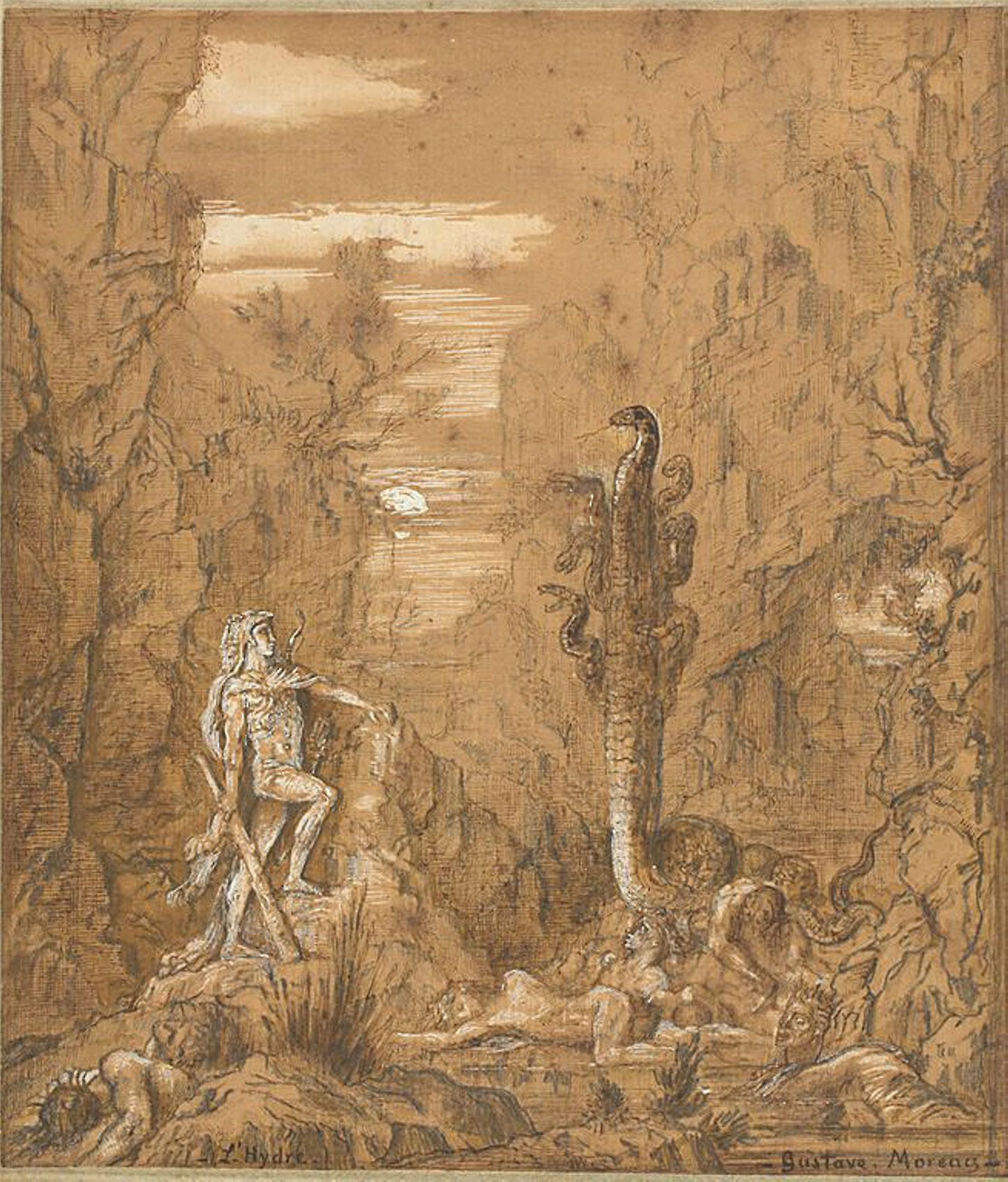 Hercules and the Hydra of Lerna -  Gustave Moreau,  Poster Print Wall Art