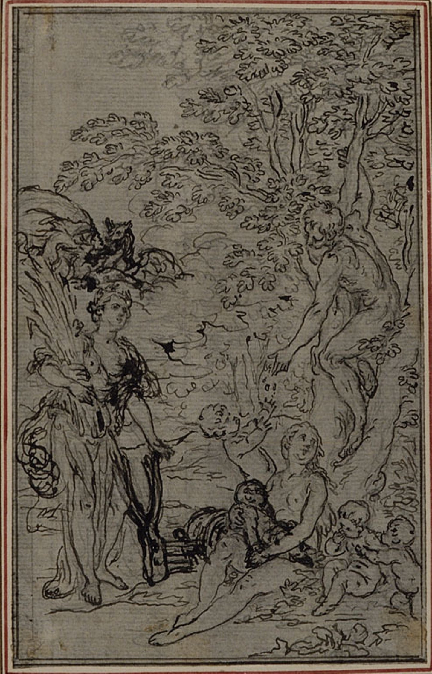 Study for the Vignette of Lucretius's "De la Nature des Choses", Vol. II, Book V -  Hubert François Gravelot,  Poster Print Wall Art