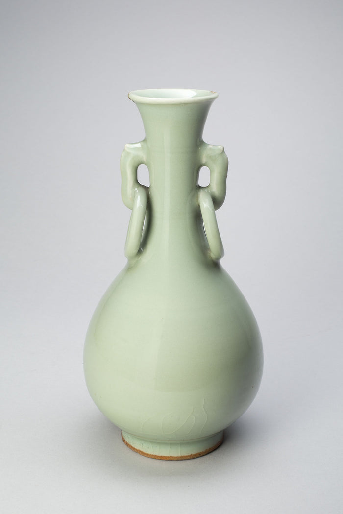 Pear-Shaped Vase with Dragon-Head Ring Handles: China,16x12